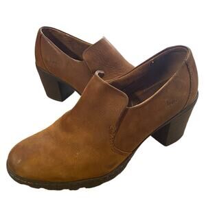 Born of Concepts Nu Buck Distress Womens Mules 10 Brown Leather Chunky Heels